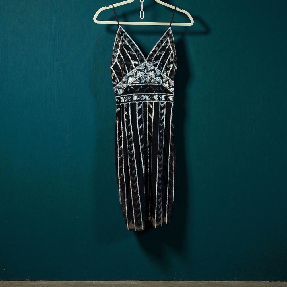 Gorgeous Express Black and Silver Sequin Mini Dress